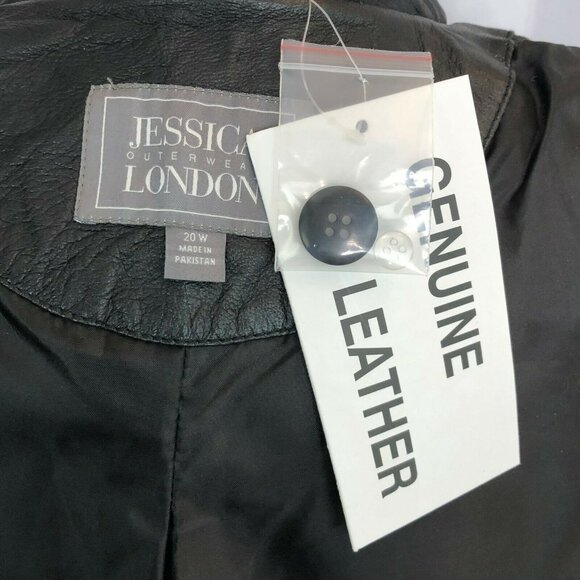 Genuine Leather Jessica London 20W Womens Black Blazer Sleek & Classic Design - Picture 3 of 11